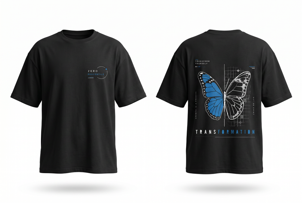 ZERO PERCENTILE Metamorph | Men's 240 GSM Drop Shoulder Oversized Graphic T-Shirt