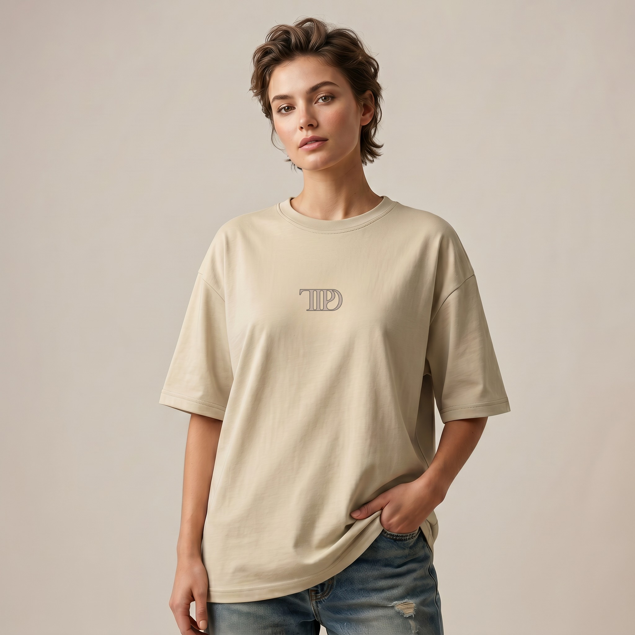 Vintage Singer-Inspired Scrapbook Graphic Oversized T-Shirt | 240 GSM Premium Cotton | Front & Back Print | Unisex Streetwear